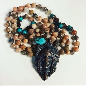 Handmade sunstone mala necklace